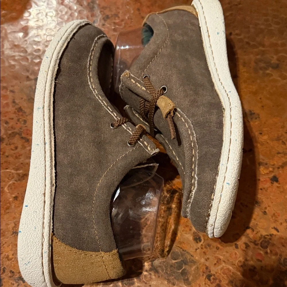 Justin Mens JL160 Brown Canvas Leather Cactus Lining Casual Boat Shoes Size 9M